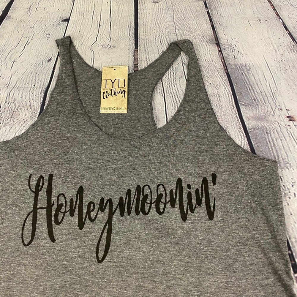 NWT IYD Racerback Tank Top Honeymoon Shirt - Picture 3 of 7
